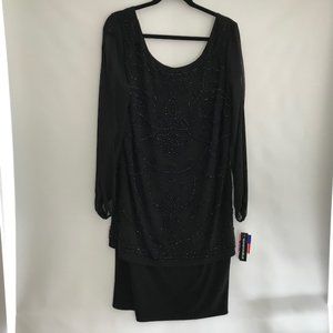 Event Worthy Beaded Black Dress, Size 14W
